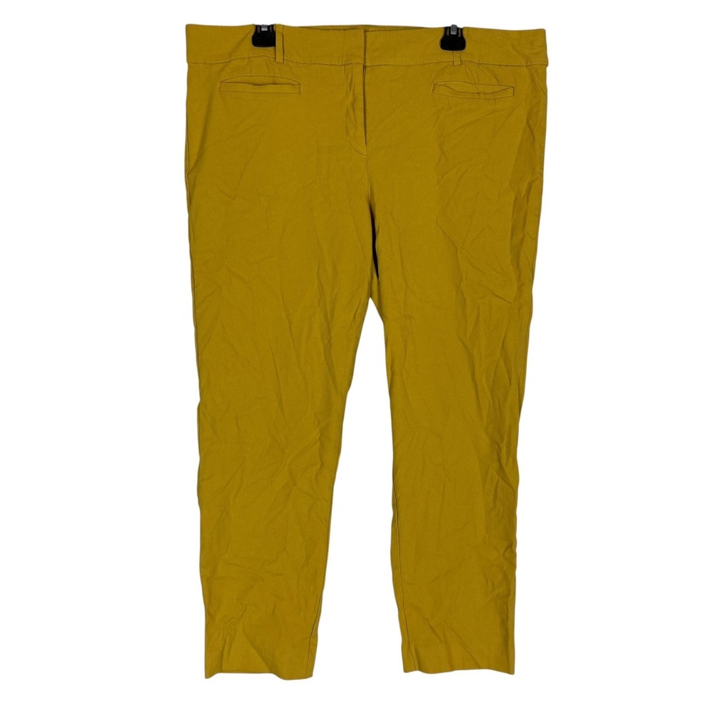 Van Heusen Pants Womens 18 Yellow Slim Tapered Ankle Twill Dress Stretch Work